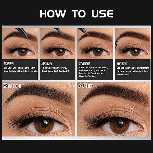 W3W Microblading Eyebrow Pen - Microblade Eyebrow Pencils for women, 2-in-1 Dual-Ended Waterproof Eye Brow Pencils with 2 tip and Precise tip for Natural Hair-Like Brows, Last All-Day, Black - Image 7