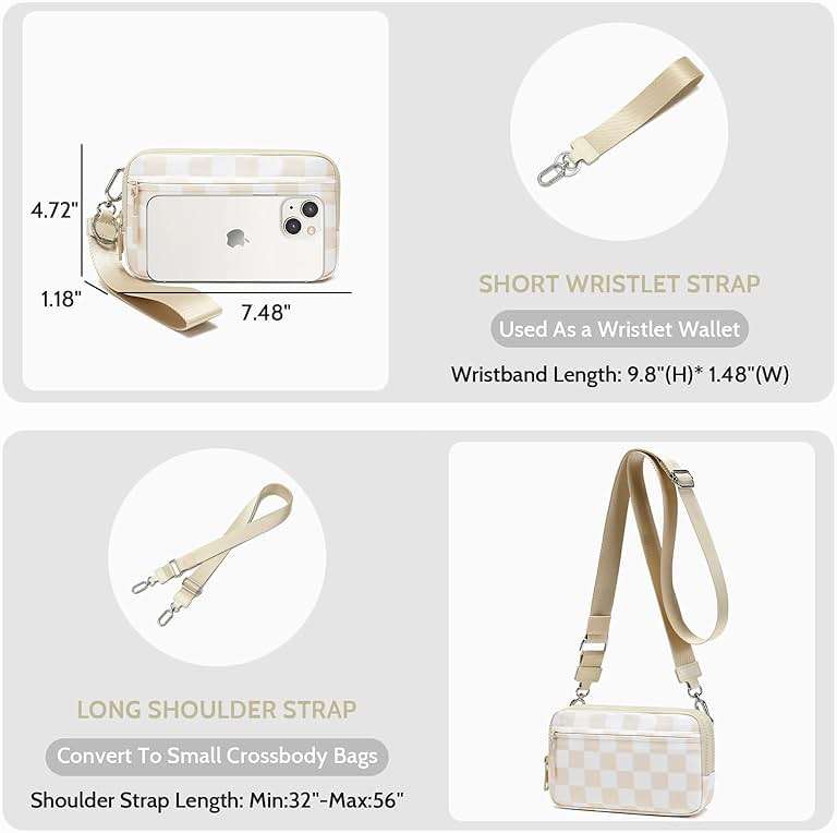FODOKO Wristlet wallets for women Nylon Quilted Wallet with 4 Zippers,Travel Credit Card,Holder Cell Phone Organizer - Image 5