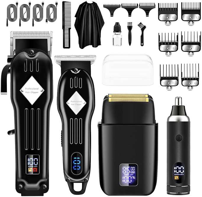 SUNNOW Professional Hair Clippers and Trimmer Set for Men, Beard Trimmer & Foil Shaver & Nose Trimmer Kit, Cordless Mens Clippers and Grooming Kit for Hair Cutting, Beard Styling, Home, Barber - Image 1