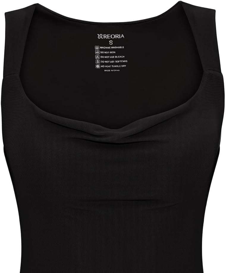 REORIA Women's Summer Cowl Neck Mesh Sleeveless Tank Dress Sexy Double Lined Bodycon Maxi Long Dresses - Image 6