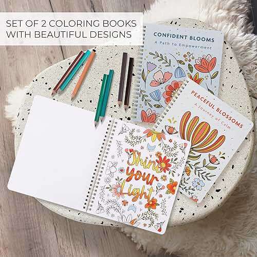 Beautiful Adult Coloring Book Set of 2 for Relaxation - Affirmation and Inspirational Books Making it a Great Gift - Perfect Stress-Relieving Books Fun to Color for Women - Image 2