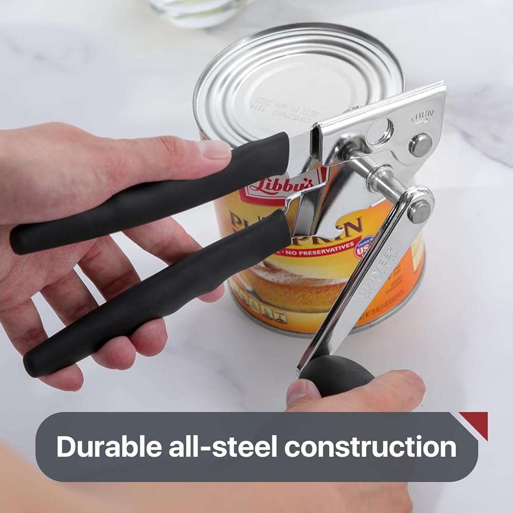 Commercial Can Opener, UHIYEE Hand Crank Can Opener Manual Heavy Duty with Comfortable Extra-long Handles, Oversized Knob, Large Handheld Can Open Easy for Big Cans, Black - Image 5
