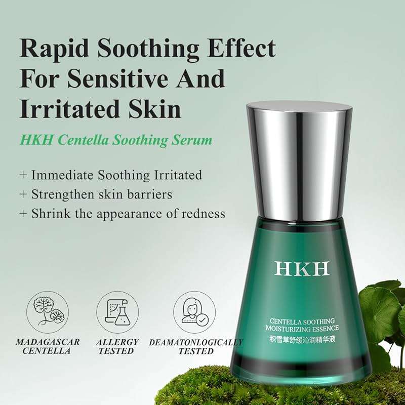 HKH Madagascar Centella Ampoule Serum - Soothing Acne Prone, Sensitive Skin Relief, Calming, Barrier Repair & Intense Hydration, 5X Centella Asiatica (Cica), 5X Ceramides, 8X Hyaluronic Acid, 30ml - Image 4