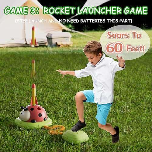Pobaiyi 5 in 1 Musical Jump Toys, Toss Ring Game Stomping Launch Rocket Launcher for Kids, Obstacle Avoidance & Jump Squating Toy Games Remote Control Outdoor & Indoor Toys for Ages 4-8 8-13 - Image 6