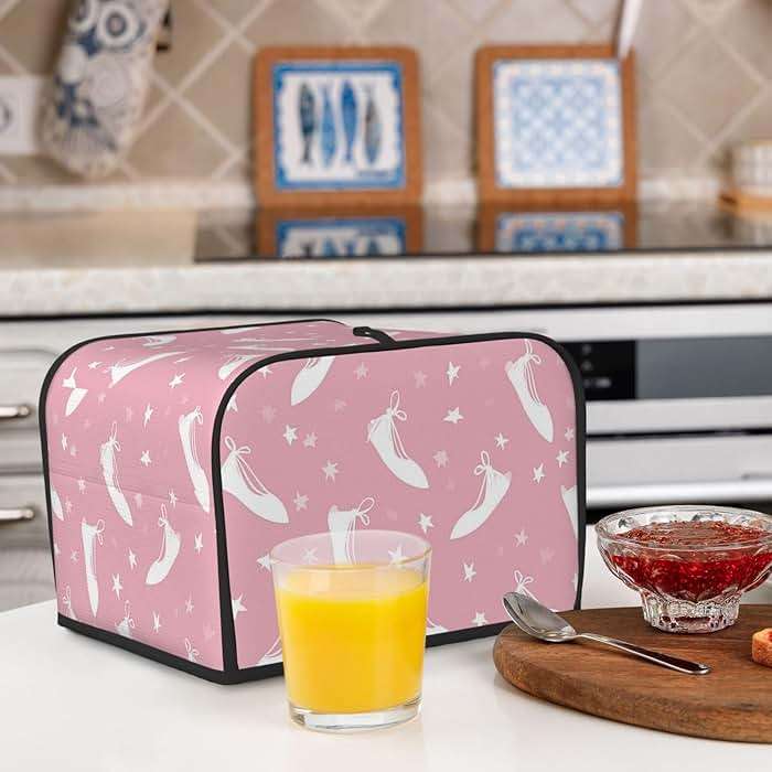 HSYOYO Pink Ballet Shoes Stars Toaster Cover 4 Slice Dustproof Small Kitchen Appliance Covers Waterproof Bread Machine Cover Fingerprint Protector Washable Toaster Oven Cover - Image 6