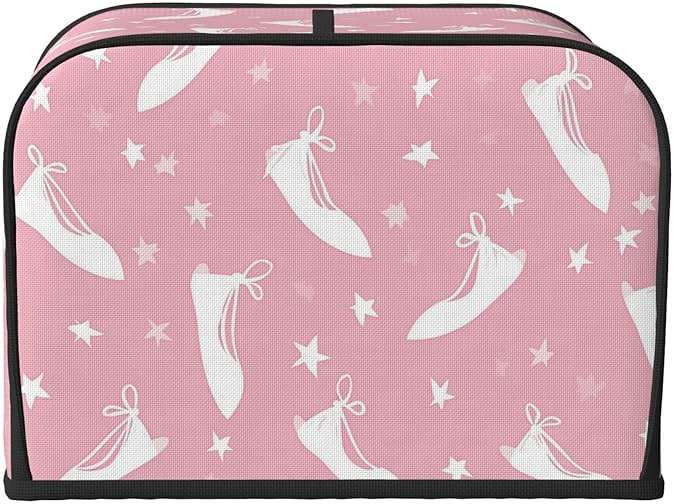 HSYOYO Pink Ballet Shoes Stars Toaster Cover 4 Slice Dustproof Small Kitchen Appliance Covers Waterproof Bread Machine Cover Fingerprint Protector Washable Toaster Oven Cover - Image 7