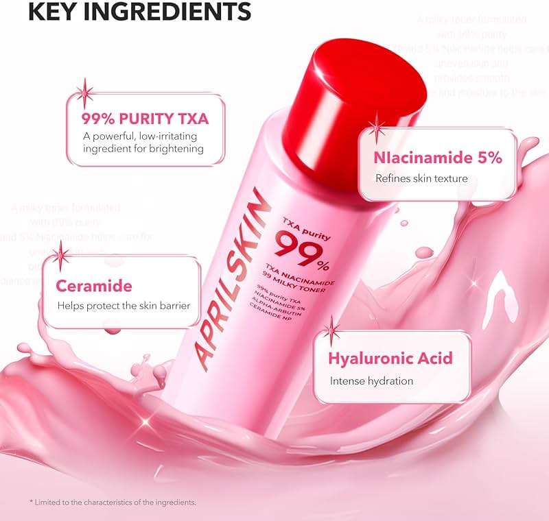 APRILSKIN TXA+Niacinamide 99 Pink Milky Toner | 99% High-Purity TXA 3%+ Niacinamide 5% for Brightening | Highly Concentrated Cream Toner | Deep Moisturizing Formula for Dull Skin | 5.07 fl.oz. - Image 4