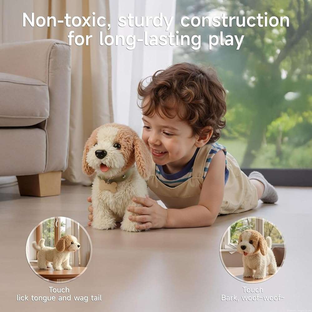 OR OR TU Walking Barking Toy Dog with Remote Control Leash, Plush Puppy Electronic Interactive Toys for Kids, Shake Tail,Pretend Dress Up Realistic Stuffed Animal Dog Age 3 4 5 6+ Years Old Best Gift - Image 4