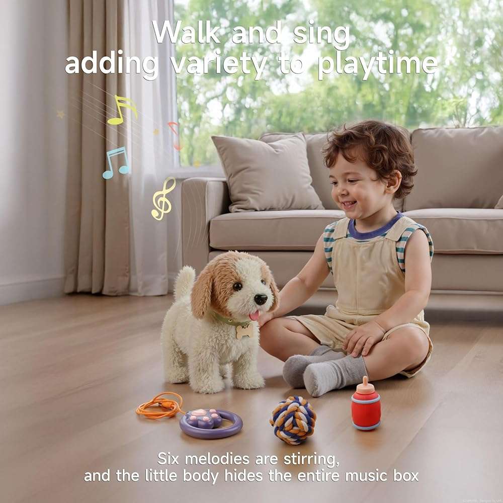 OR OR TU Walking Barking Toy Dog with Remote Control Leash, Plush Puppy Electronic Interactive Toys for Kids, Shake Tail,Pretend Dress Up Realistic Stuffed Animal Dog Age 3 4 5 6+ Years Old Best Gift - Image 6