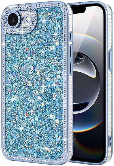 Lafunda for iPhone 17e/16e Case Glitter, Luxury Shiny Bling Sparkly Phone Cover with Crystal Diamonds Rhinestone for Women Girls Soft TPU Shockproof Protective Phone Case for iPhone 16e/17e, Blue - Image 1