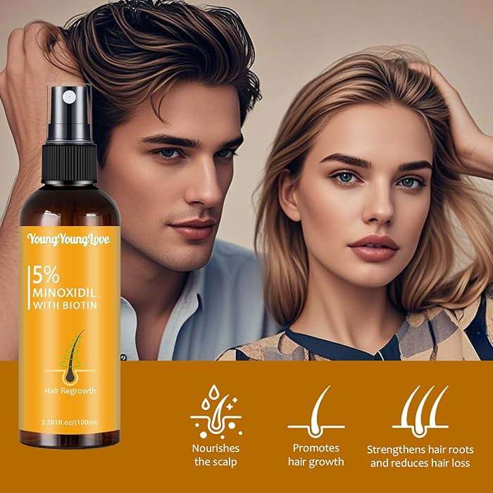 100ml 5% Minoxidil Spray with Biotin - Regrowth Treatment for Men & Women, Promotes Thicker, Stronger, Fuller Hair, Prevents Hair Loss, Minoxidil for Men Hair & Beard, Minoxidil for Women Hair Growth - Image 2