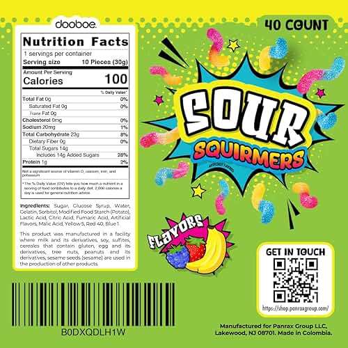 Dooboe Full Size Sour Gummy Worms Bulk Pack - 40 Packs (30 Gram Peg Bags) - Sour Squirmers Individually Wrapped for Kids and Adults, Parties, School, Pinata - Image 2