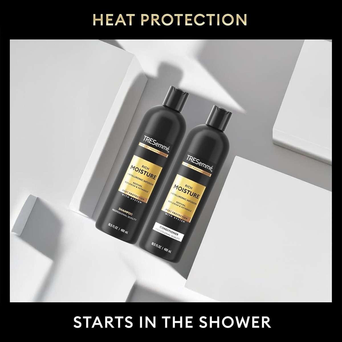 TRESemmé Shampoo and Conditioner Set, Rich Moisture with Hyaluronic Acid – Vitamin-Enriched Hair Products for Dry Hair, Curly, All Hair Types, 16.5 Oz Ea - Image 3