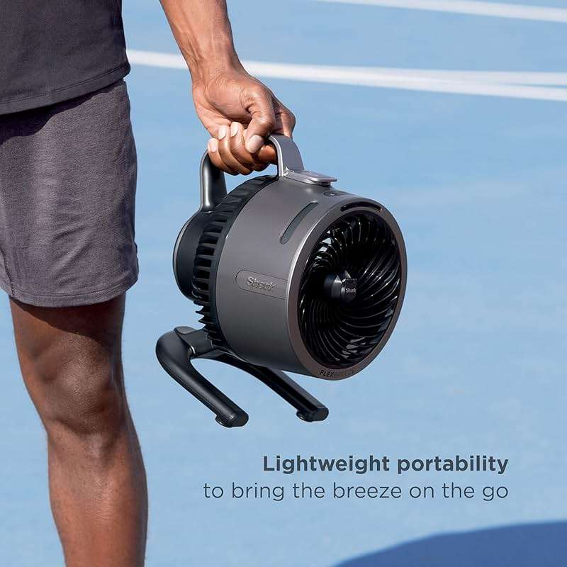 Shark FlexBreeze HydroGo Fan & Travel Bag — Ultra-powerful portable fan with indoor + outdoor evaporative mist. Corded & cordless, White, FA053BRN - Image 2