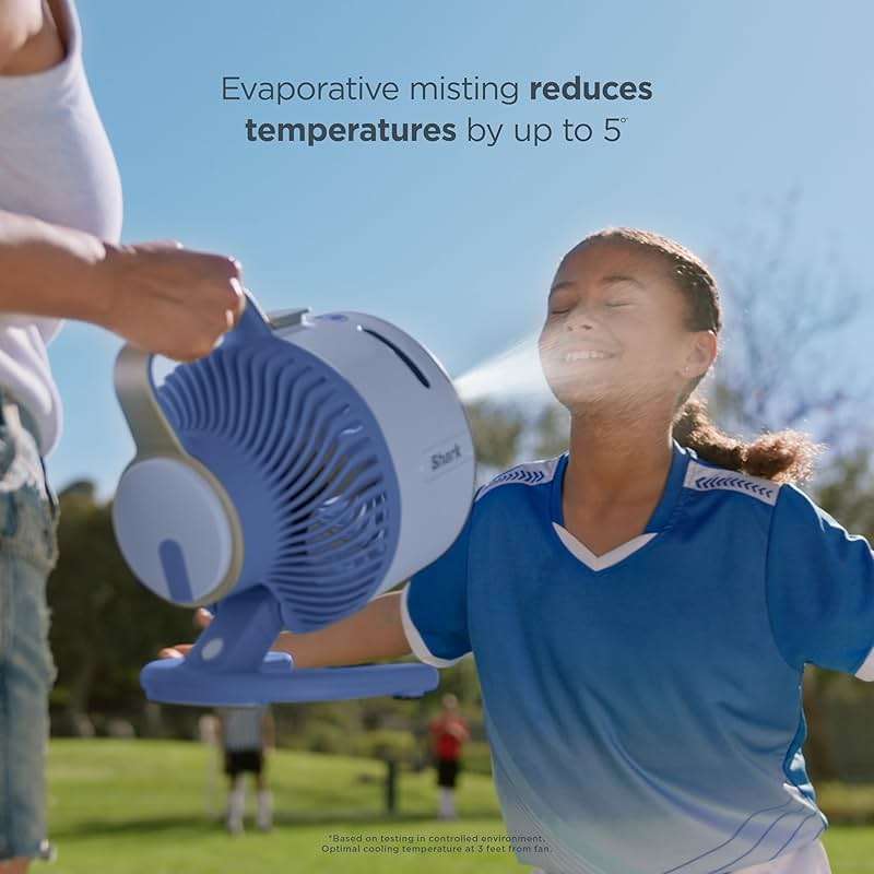 Shark FlexBreeze HydroGo Fan & Travel Bag — Ultra-powerful portable fan with indoor + outdoor evaporative mist. Corded & cordless, White, FA053BRN - Image 11