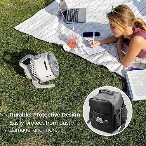 Shark FlexBreeze HydroGo Fan & Travel Bag — Ultra-powerful portable fan with indoor + outdoor evaporative mist. Corded & cordless, White, FA053BRN - Image 3