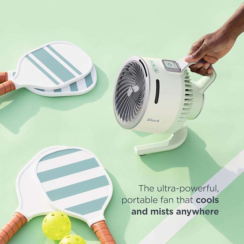 Shark FlexBreeze HydroGo Fan & Travel Bag — Ultra-powerful portable fan with indoor + outdoor evaporative mist. Corded & cordless, White, FA053BRN - Image 5