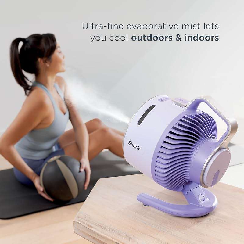 Shark FlexBreeze HydroGo Fan & Travel Bag — Ultra-powerful portable fan with indoor + outdoor evaporative mist. Corded & cordless, White, FA053BRN - Image 8