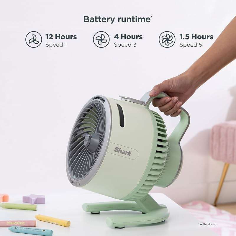 Shark FlexBreeze HydroGo Fan & Travel Bag — Ultra-powerful portable fan with indoor + outdoor evaporative mist. Corded & cordless, White, FA053BRN - Image 9