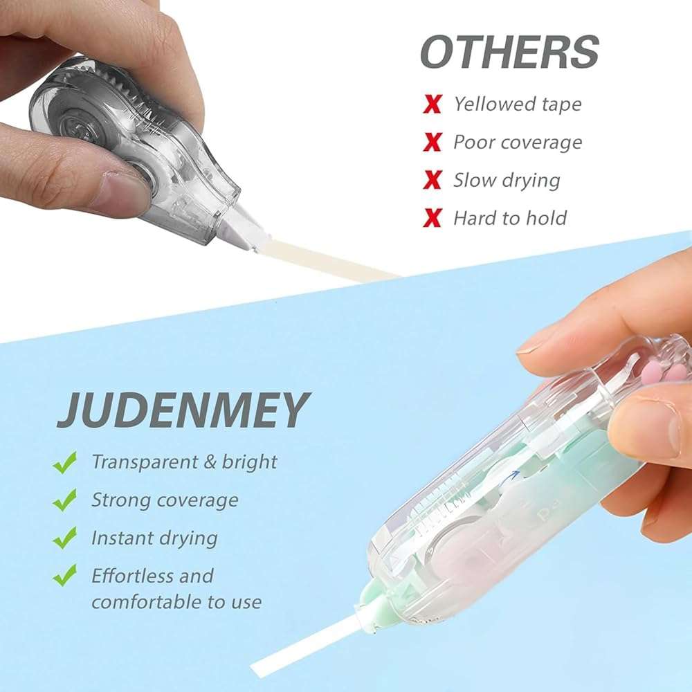 JUDENMEY 3Pcs Retractable White Correction Tape,Cute Cat Paw Correction Tape Pens, Mini Aesthetic Pen Shaped White Applicator with Easy to Use Out Tape for Back to School Office Supplies - Image 5