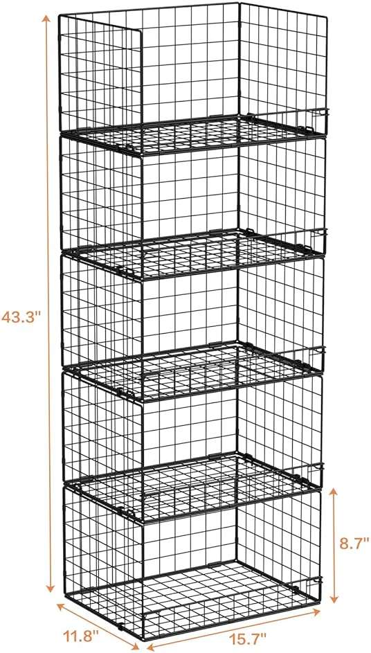 Yociyoga 5-Tier Stackable Closet Organizers and Storage Shelves, Closet Shelf Organizer Basket Bins, Foldable Sweater Storage for Closet Organizer System, Black(Patent 30022416) - Image 2