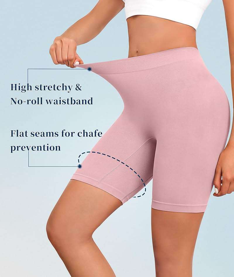Okimay 4 Pack Slip Shorts for Under Dress Women Seamless Boyshorts Panties Anti Chafing Shorts - Image 2