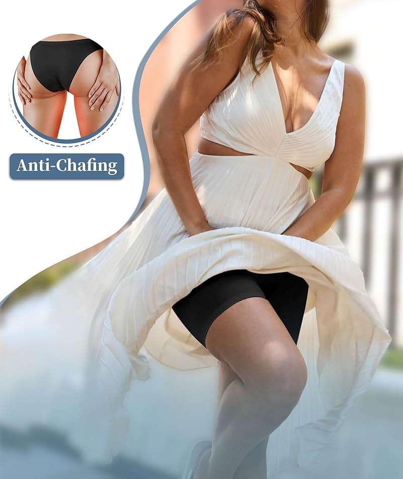 Okimay 4 Pack Slip Shorts for Under Dress Women Seamless Boyshorts Panties Anti Chafing Shorts - Image 3