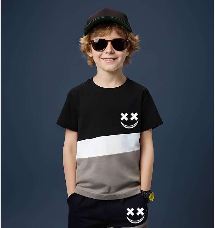 Vitalique Size 5-13 Years Boys Summer/Spring Outfits Set Short Sleeve T-Shirt & Pants Kids Boys Fall Fashion Clothes Sets - Image 3
