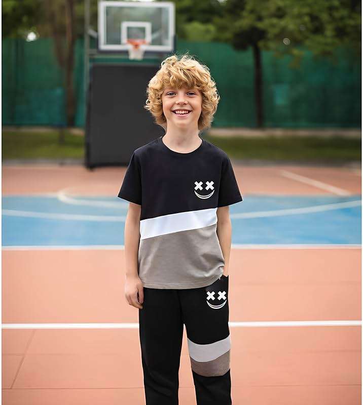 Vitalique Size 5-13 Years Boys Summer/Spring Outfits Set Short Sleeve T-Shirt & Pants Kids Boys Fall Fashion Clothes Sets - Image 4
