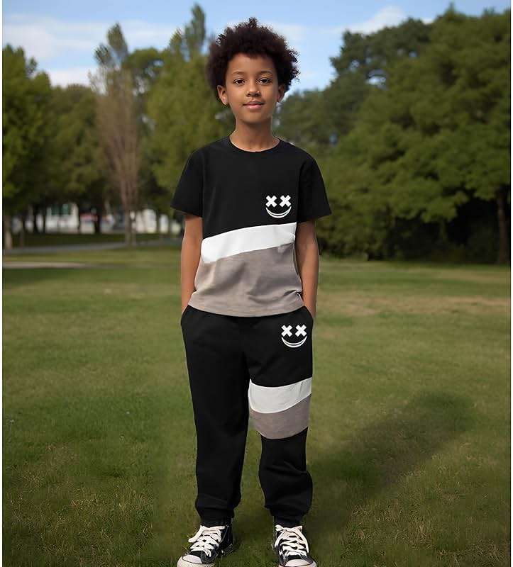 Vitalique Size 5-13 Years Boys Summer/Spring Outfits Set Short Sleeve T-Shirt & Pants Kids Boys Fall Fashion Clothes Sets - Image 6