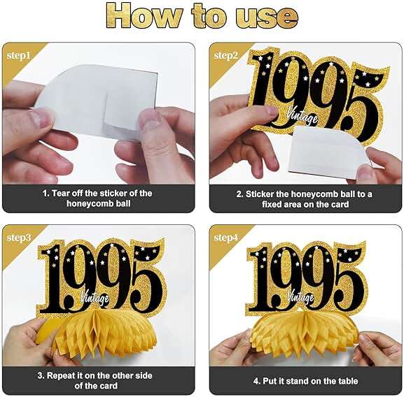 Kuxriox 11Pcs 30th Birthday Decorations Kit for Men Women, Black Gold Happy 30th Birthday Banner, Awesome Since 1996 Centerpieces Swirls Party Supplies, Thirty Bday Banner Ceiling Table Topper Sign - Image 6