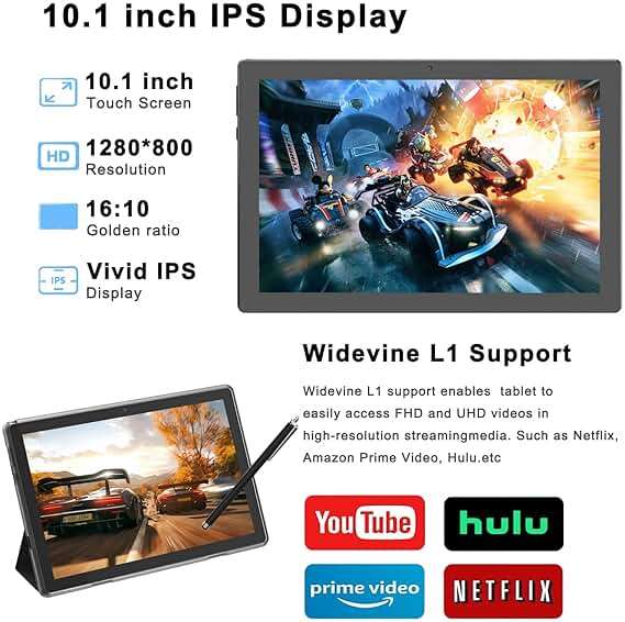 HOTTABLET Tablet 10-inch Android 15, RAM 12GB(4+8Expand) +ROM 64GB, 2+8MP Dual Camera, 6000mAh Battery (Tablet+case+Stylus)(Black) - Image 4