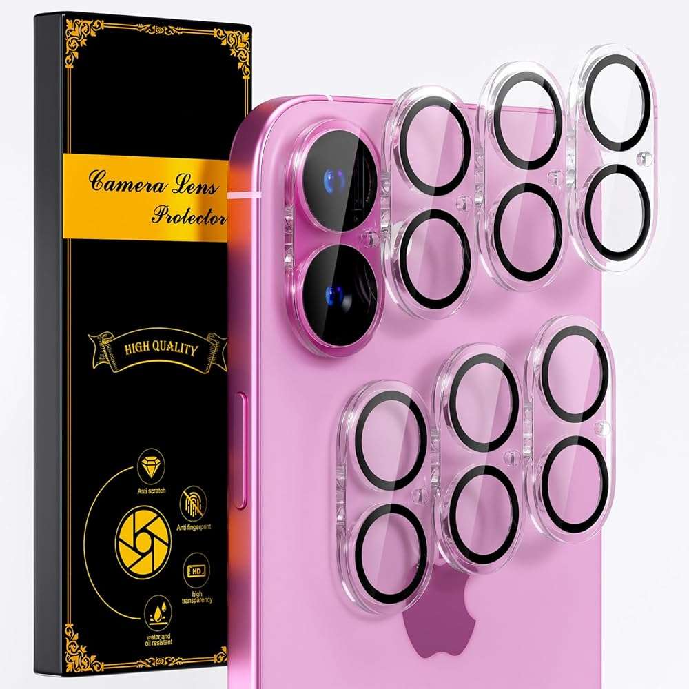 beuxece for 6 Pack iPhone 17 / iPhone 16 / iPhone 16 Plus Camera Lens Protector [Drop Protection] [Easy Installation] 9H Tempered Glass Camera Screen Protector Cover Accessories, Clear - Image 1