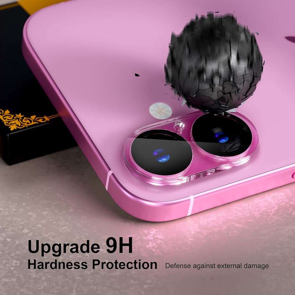 beuxece for 6 Pack iPhone 17 / iPhone 16 / iPhone 16 Plus Camera Lens Protector [Drop Protection] [Easy Installation] 9H Tempered Glass Camera Screen Protector Cover Accessories, Clear - Image 3