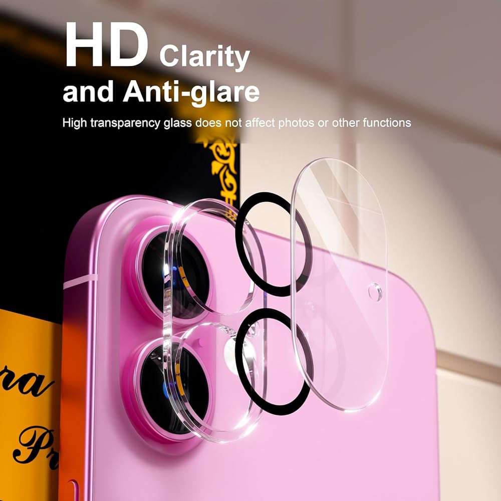 beuxece for 6 Pack iPhone 17 / iPhone 16 / iPhone 16 Plus Camera Lens Protector [Drop Protection] [Easy Installation] 9H Tempered Glass Camera Screen Protector Cover Accessories, Clear - Image 7