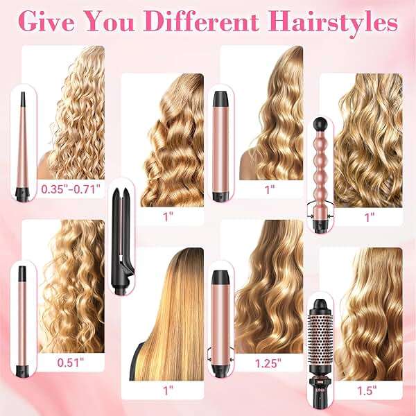 Ufree 7-in-1 Curling Iron Set with Interchangeable Ceramic Barrels, Curling Wand Set with Thermal Brush, Hair Straightener and Wand Curling Iron, Versatile Styling Hair Curlers Set, Gifts for Women - Image 2