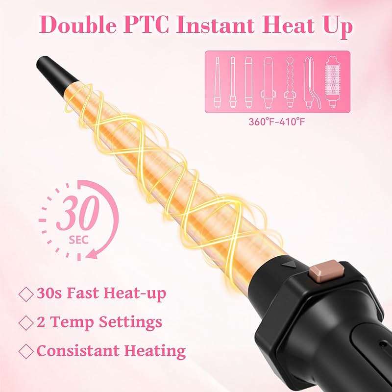 Ufree 7-in-1 Curling Iron Set with Interchangeable Ceramic Barrels, Curling Wand Set with Thermal Brush, Hair Straightener and Wand Curling Iron, Versatile Styling Hair Curlers Set, Gifts for Women - Image 4