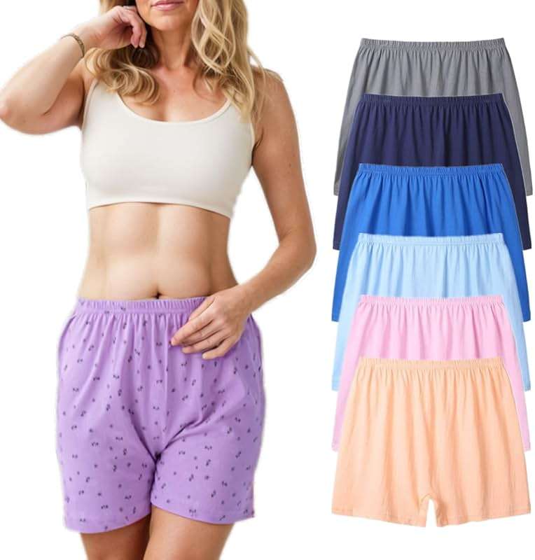 Jeserom Women's Cotton Underwear Loose Soft Full Coverrage Boxer Briefs 6 Pack - Image 1