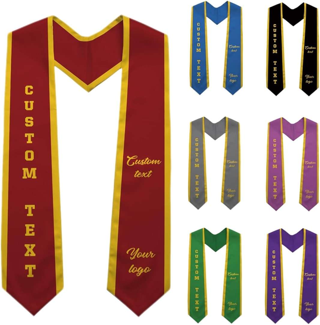 Custom Graduation Stole, Personalized Grad Sash with Text and Logo, Customized Class of 2025 Graduation Stoles Flag Graduation Honor Gifts - Image 1