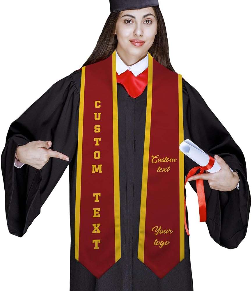 Custom Graduation Stole, Personalized Grad Sash with Text and Logo, Customized Class of 2025 Graduation Stoles Flag Graduation Honor Gifts - Image 2