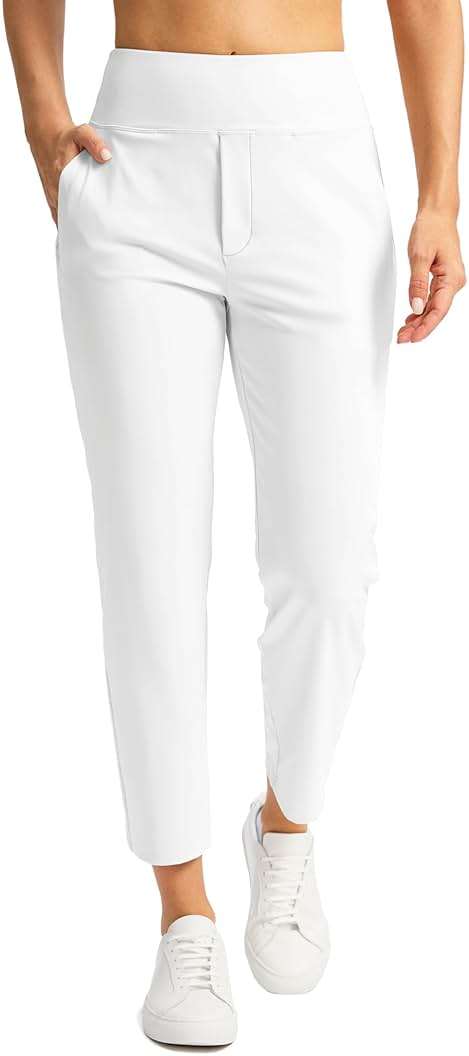 SANTINY Women's Pants with 3 Pockets 7/8 High Waisted Stretch Ankle Pants for Women Golf Casual Travel Athletic Work - Image 1