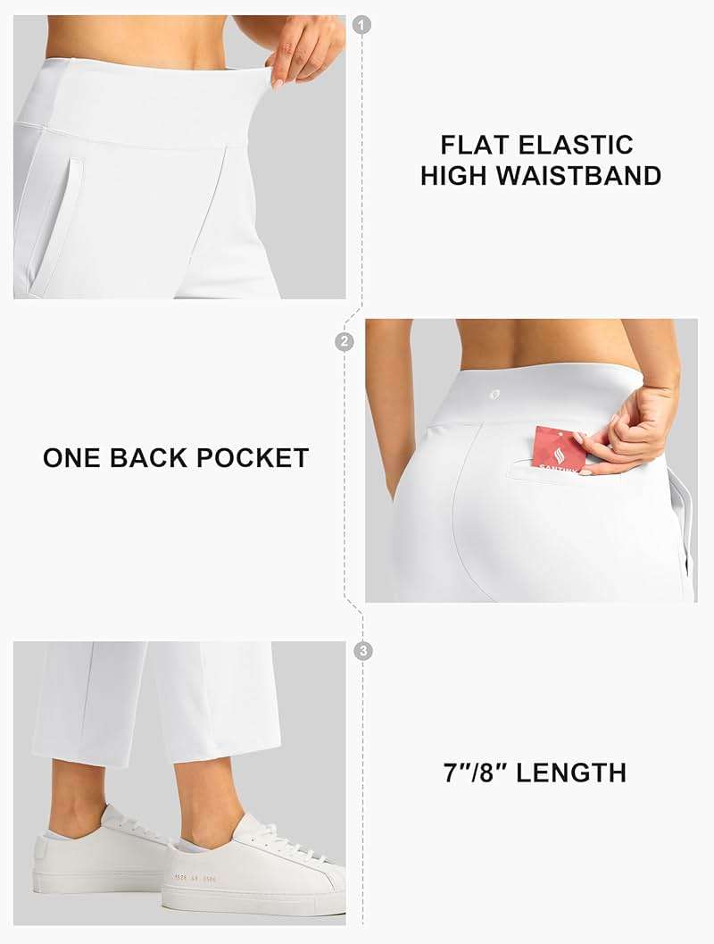 SANTINY Women's Pants with 3 Pockets 7/8 High Waisted Stretch Ankle Pants for Women Golf Casual Travel Athletic Work - Image 4