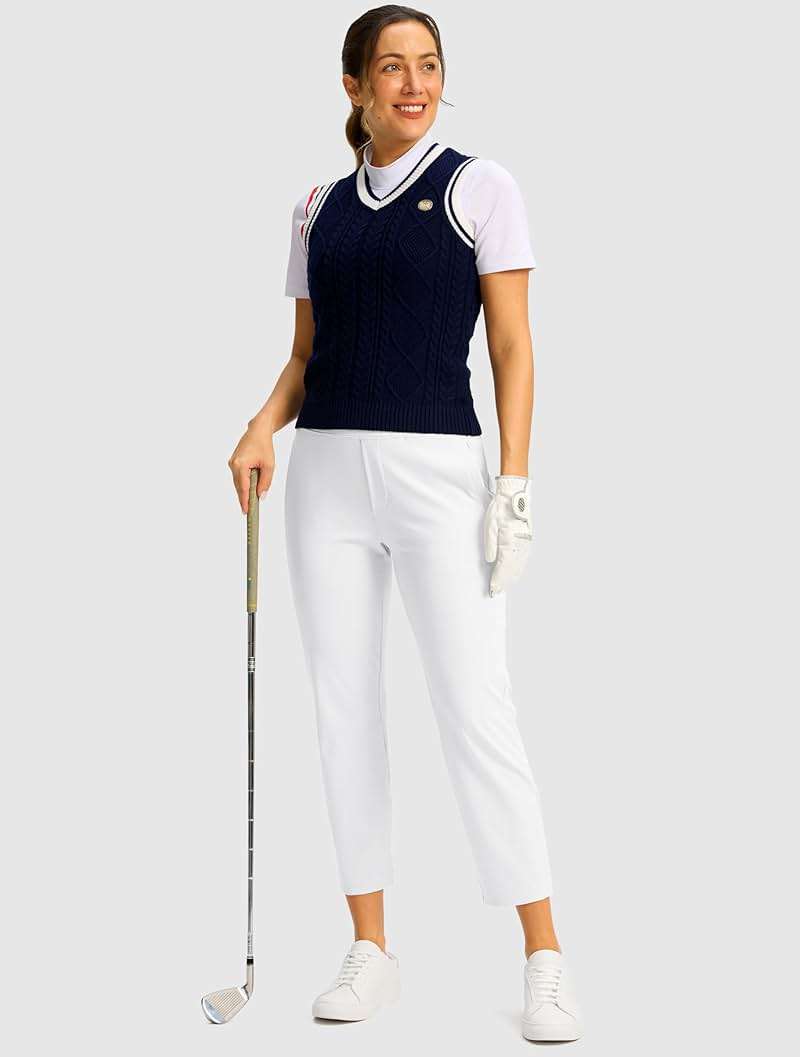 SANTINY Women's Pants with 3 Pockets 7/8 High Waisted Stretch Ankle Pants for Women Golf Casual Travel Athletic Work - Image 5