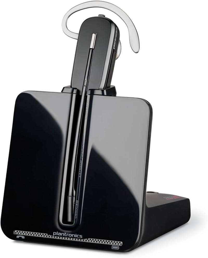 Poly Plantronics CS540 Wireless DECT Headset - Single Ear - Convertible - Noise Cancelling Microphone Bundle Including: Base, Headband, Ear Tips, Goby Labs Headphone Cleaner, Fiber Cloth - Image 2