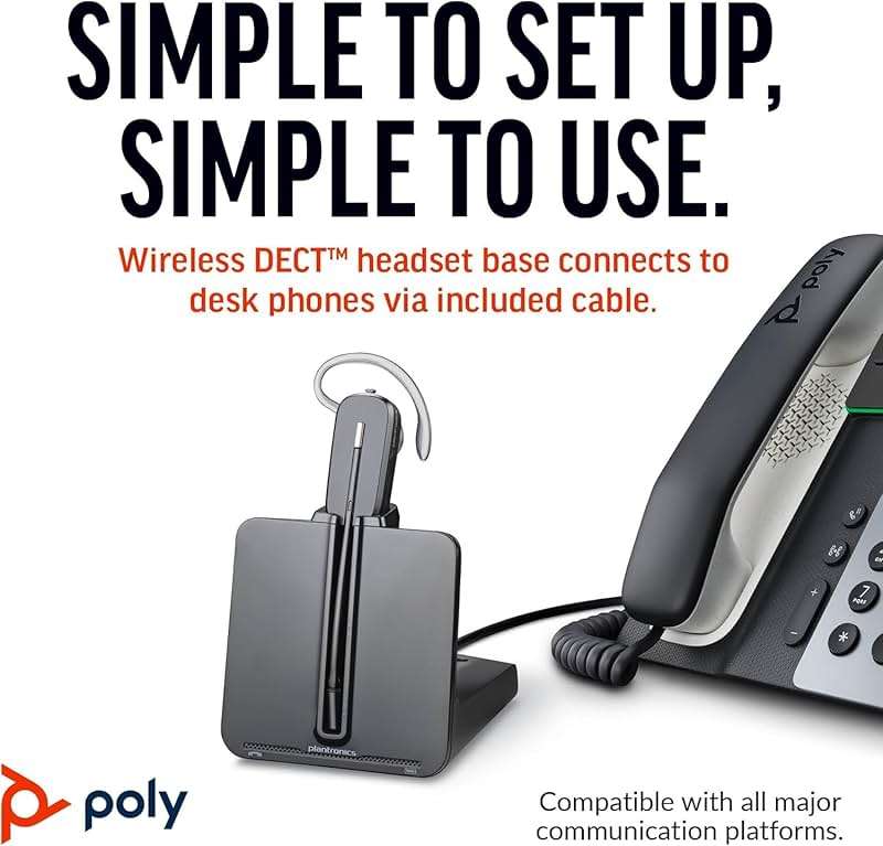 Poly Plantronics CS540 Wireless DECT Headset - Single Ear - Convertible - Noise Cancelling Microphone Bundle Including: Base, Headband, Ear Tips, Goby Labs Headphone Cleaner, Fiber Cloth - Image 5