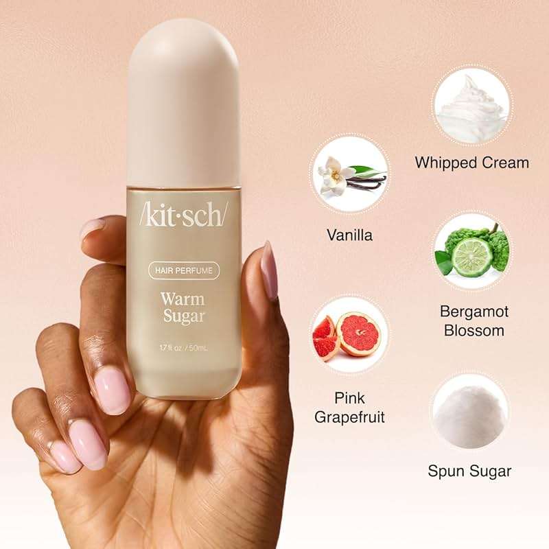 Kitsch Hair Perfume for Women - Warm Sugar | Clean, Deodorizing & Patented Odor-Eliminating Technology Hair Spray & Body Mist - Freshen Hair, Body & Pillows - Pink Grapefruit & Vanilla Scent - 50mL - Image 5