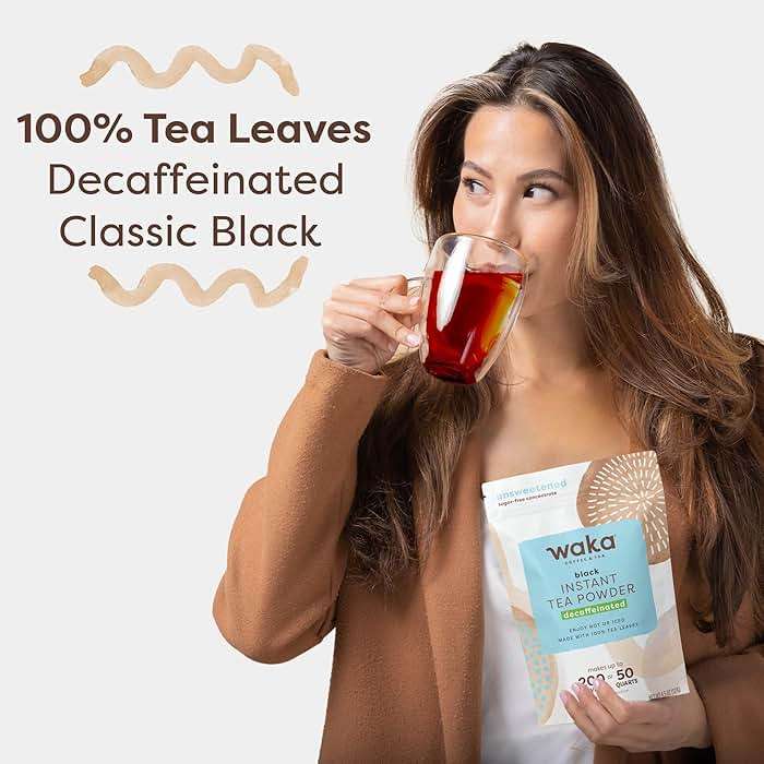 Waka Instant Black Tea Mix Pouch, Decaffeinated - 100% Tea Leaves, No Additives, Unsweetened Tea Powder for 50 Quarts or 200 Cups – Easy Quick Hot and Iced Teas (4.5oz) - Image 6