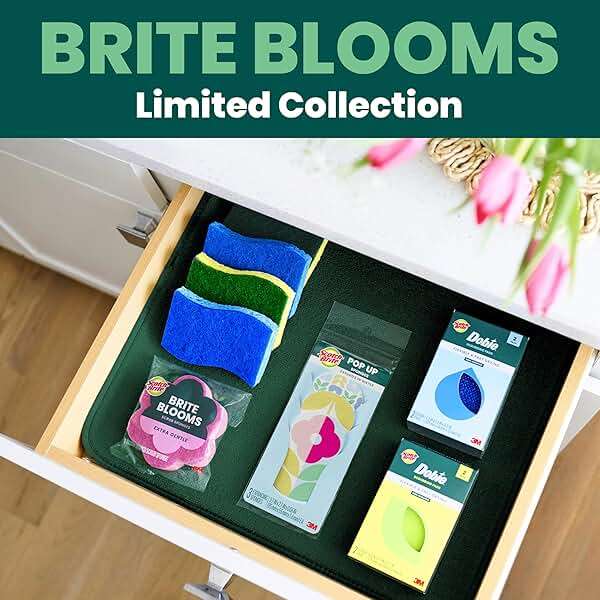 Scotch-Brite Brite Blooms Pop Up Kitchen Sponges, Unique Compressed Kitchen Sponge for Cleaning Gently, Spring Flower Pattern Dish Sponge that Expands with Water, 3 Scrubbing Sponges - Image 12
