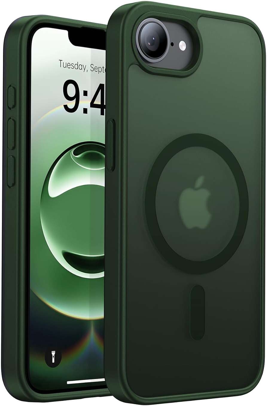 Eastinbox Magnetic Shockproof for iPhone 17e & iPhone 16e Case [Compatible with MagSafe] [Military-Grade Protection] Anti-Yellowing, Matte Protective Phone Case for iPhone 17 e/16 e 6.1", Green - Image 1