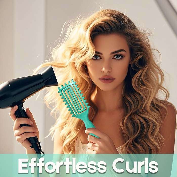 Evercomb Curl Defining Brush for Curly Hair - Detangling & Styling with Lightweight Ergonomic Nylon Bristles, Enhance Curls, Reduce Frizz/Breakage for Women (Green 1Pcs) - Image 6